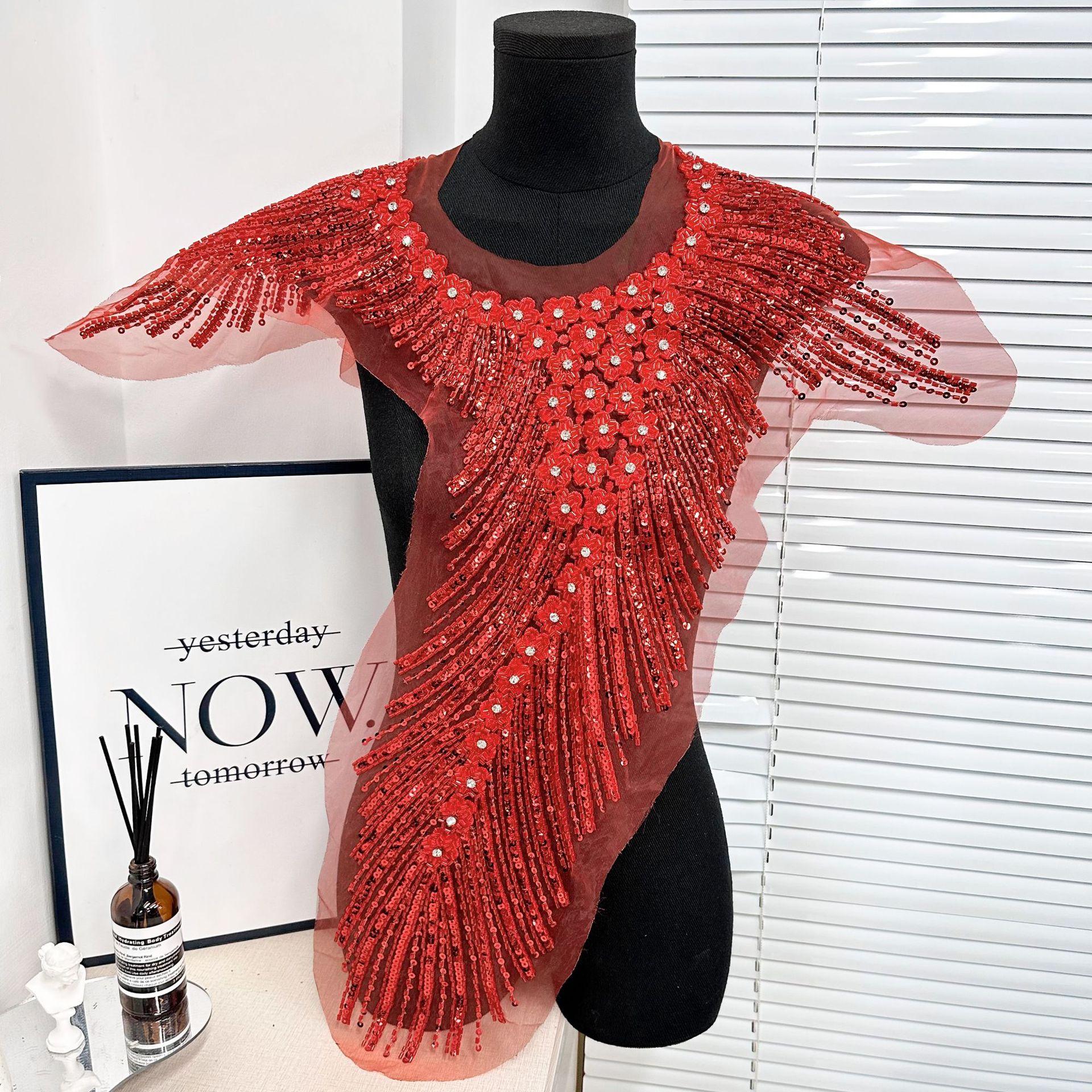 

Heavy Industry Handmade Beads Round Neck Long Cut Piece Corsage Collar Dress Clothing Cloth Sticker Accessories