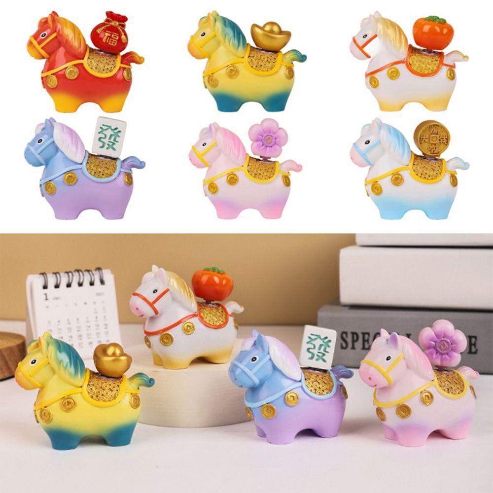 Handcrafted Zodiac Horse Ornaments Rotatable Zodiac Horse Figurines  Chinese New Year