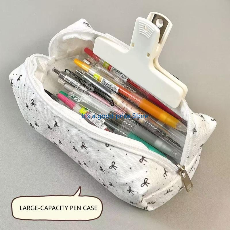 Schleifen Stiftemäppchen Make-up Tasche Ästhetische Stiftetasche Stiftemäppchen Große Kapazität Stifttasche Praktische Stifteorganisatoren Stift