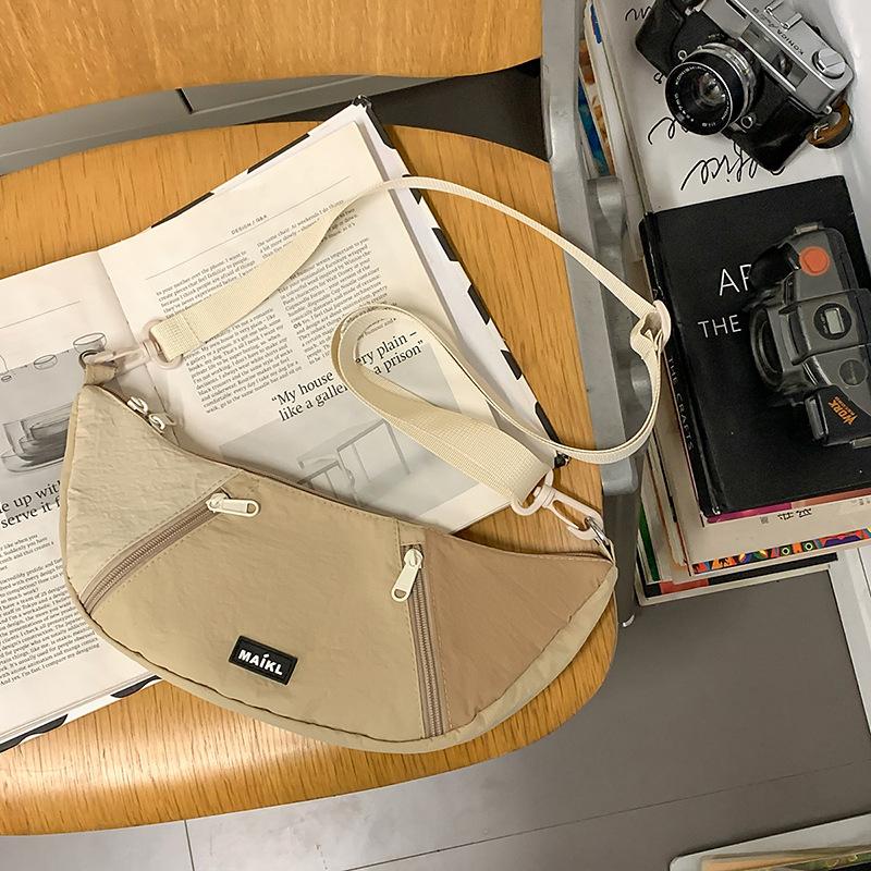 

Cycling Dumpling Bag Women S Sports Commuter Oblique Span Bag Casual Portable Shoulder Bag Lightweight Simple Contrasting Color Student Cloth Bag хаки