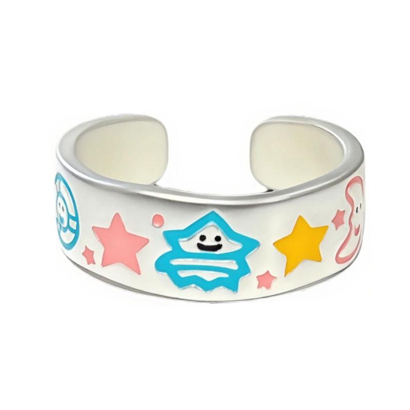 Dopamine childlike fun cartoon sweet cool graffiti painting high value opening ring female niche design sense light luxury ring