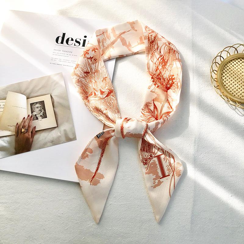 26 Letter Print Long Scarf Silk Small Scarf Narrow Ribbon Headband Handle Bag Band Bandana Hair Tie Hair Head Neck Neckerchief