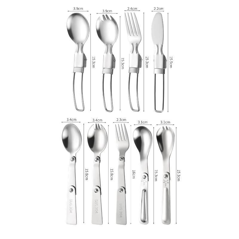 304 Stainless Steel Solding Spoon Outdoor Portable Fold Spoon Fork Knife Travel Folding Spoon Camping Hiking Picnic Tableware