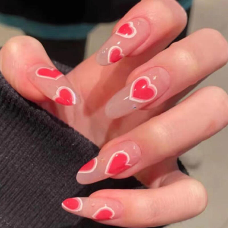 

Pink Heart Nail Tips [24tips] R160