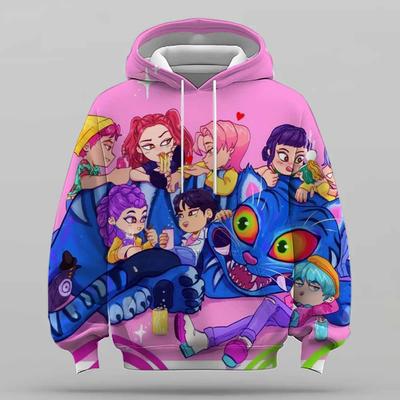 KPop Dämonenjägerin Rumi Niedlicher Cartoon Mädchen Hoodie Warm Kinder Wellenförmige Mode Lässiger Pullover