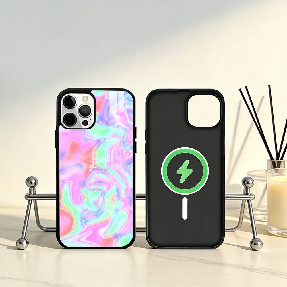 Laser Style Phone Case For iPhone17,16,15,14,13,12,11 Plus,Pro Max Magnetic For Magsafe Wireless Charging