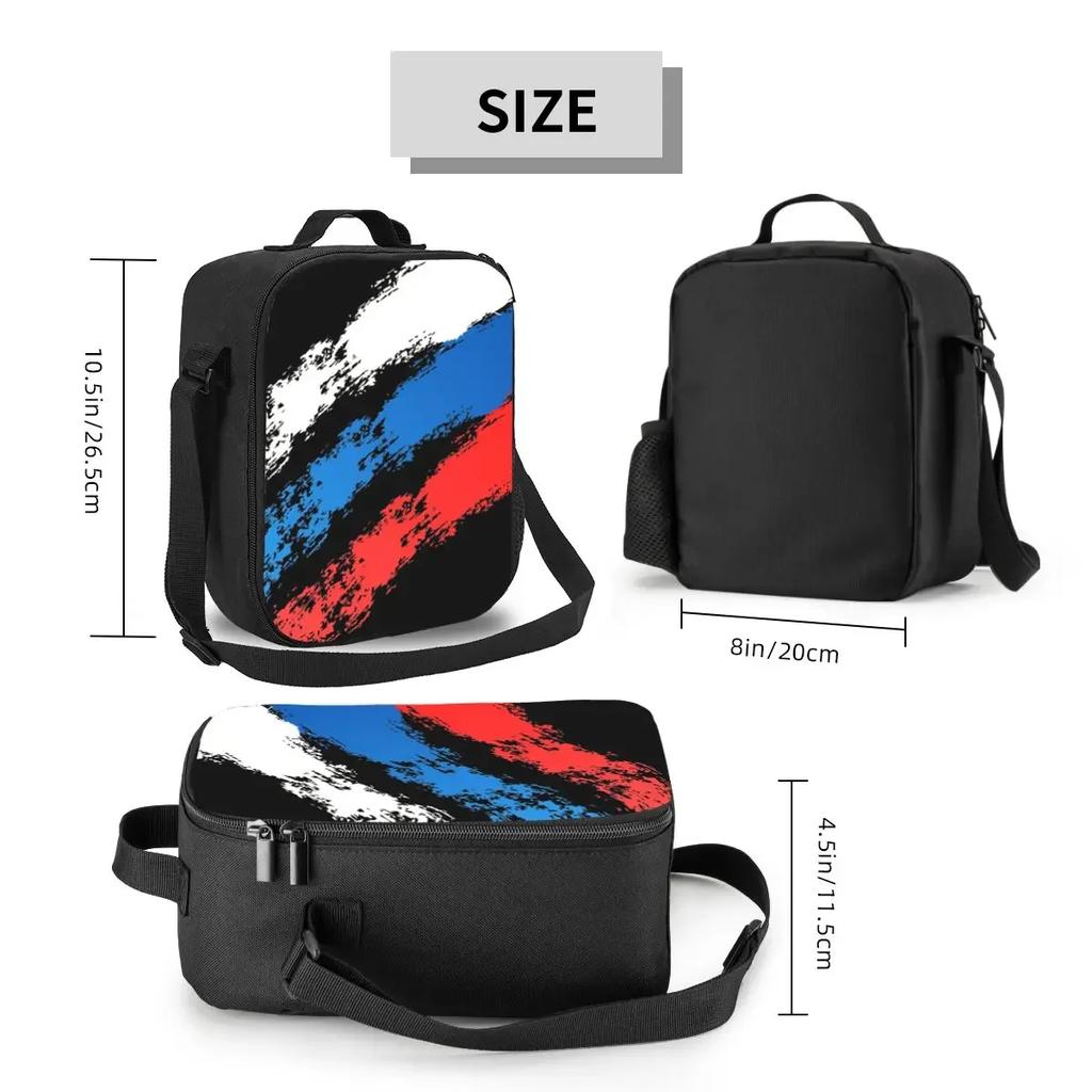 Russia Flag Russian Pride Insulated Lunch Bag for Women Thermal Cooler Bento Box Office Work School