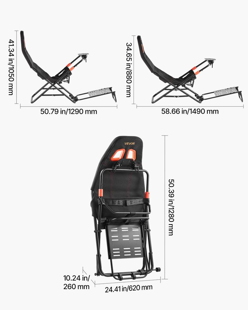 Portable Racing Wheel Stand, Foldable & Adjustable Steering Sim Wheel Stand, 470 mm Seat Inner Width, Compatible with Logitech G923/G920/G29,
