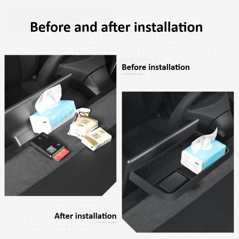 Double-layer Storage Box for Tesla Model Y Juniper 2025 Dashboard ETC Storage Box Accessories Layered Organization Tissue Tray