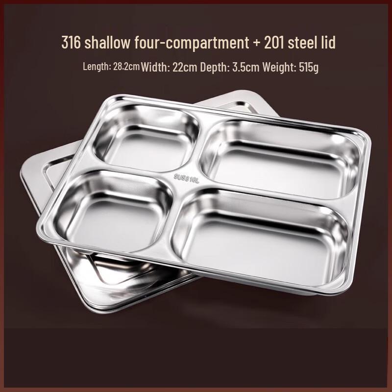 AVADEN Stainless Steel Divided Meal Tray with Lids