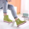 Winter Plush Rain Boots Women Fur Lined Rainshoes Woman Soft Ankle Boot Galoshes Ladies Rainy Work Shoes Female Green Booties