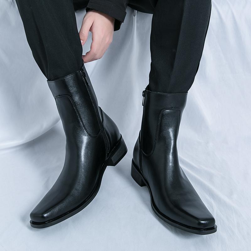 Men Boots Business Chelsea Boots Black Brown Side Zippers Men Casual Comfortable Fashionable Knight Boots Training Boots