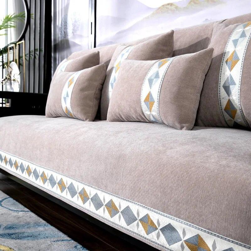 

Новый китайский нескользящий чехол для дивана, однотонная кожаная подушка для дивана, современный четырехсезонный универсальный защитный чехол для дивана в гостиной 70x70cm 1pcs