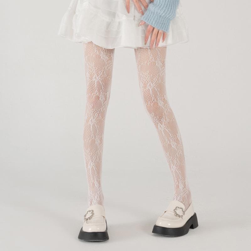 Kadın Siyah Taşlı File Çorap – Trend, Seksi Kesimli, Bahar İçin Parlak Jartiyer