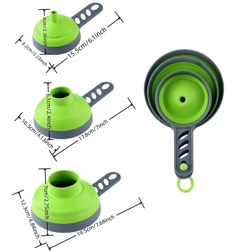3Pcs/Set Kitchen Funnel 3Size Plastics Folding Funnel Kit Liquid Dispenser Powder Liquid Wide Mouth Jam Funnel Kitchen Tools