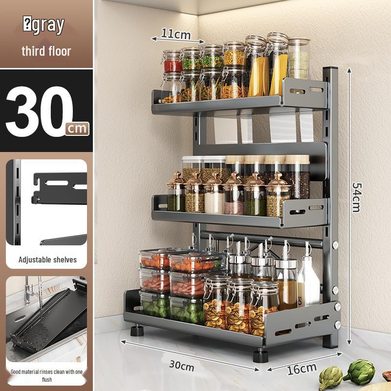 No-Drill Multi-functional Kitchen Storage Rack for Spices, Jars, and Knives