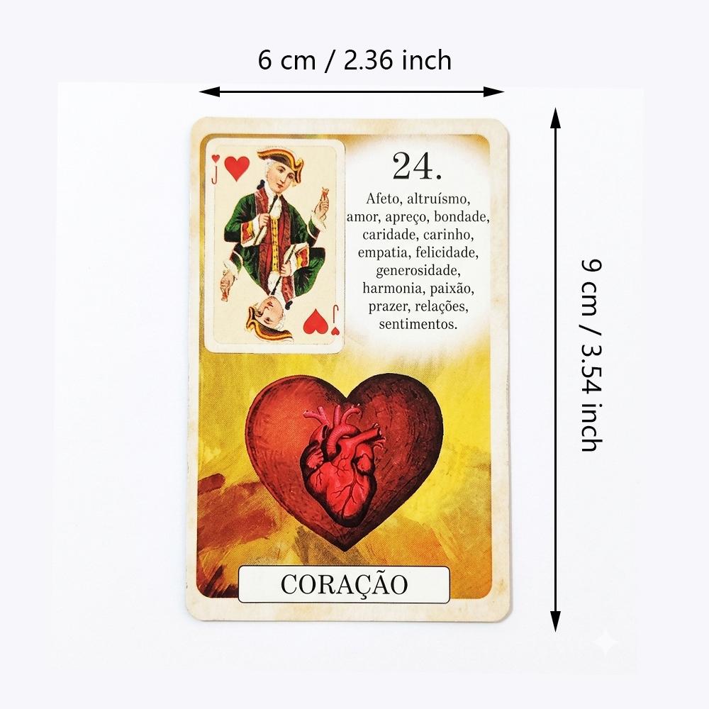 Baralho Lenormand Clássico 9*6cm - 37 Cartas de Adivinhação Estilo Vintage - Edição Clássica Portuguesa Cartolina Dupla em Relevo