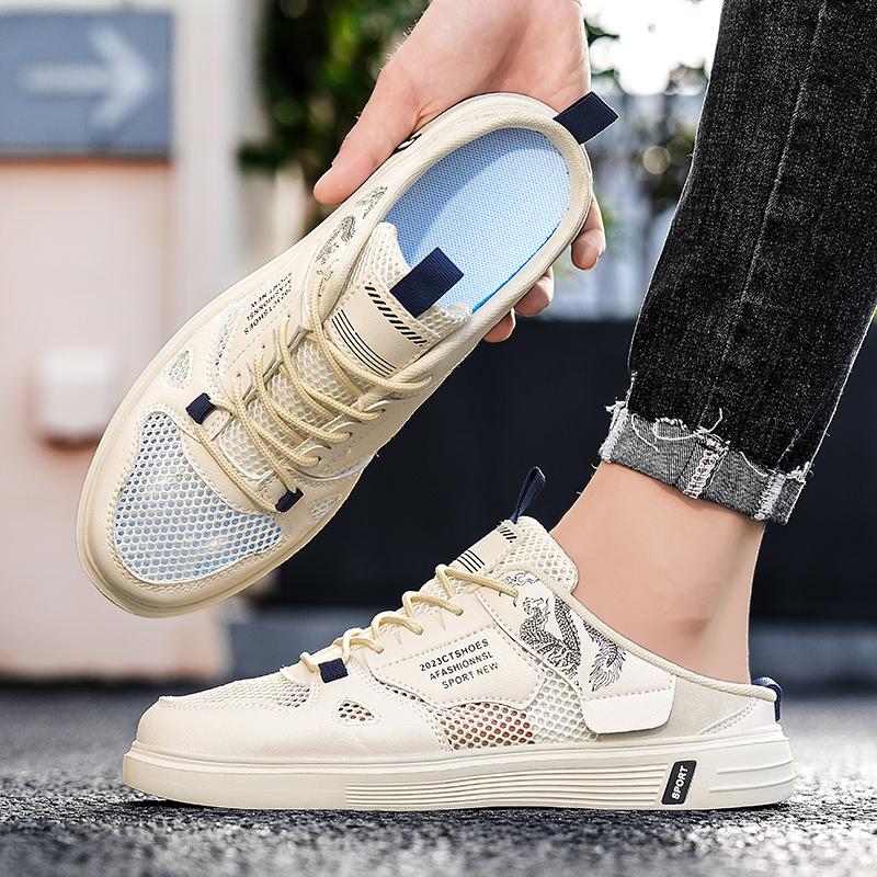 Men’s Sports Shoes Summer Backless Clogs Mules Casual Slippers Sneakers Students Sandals Over Sized