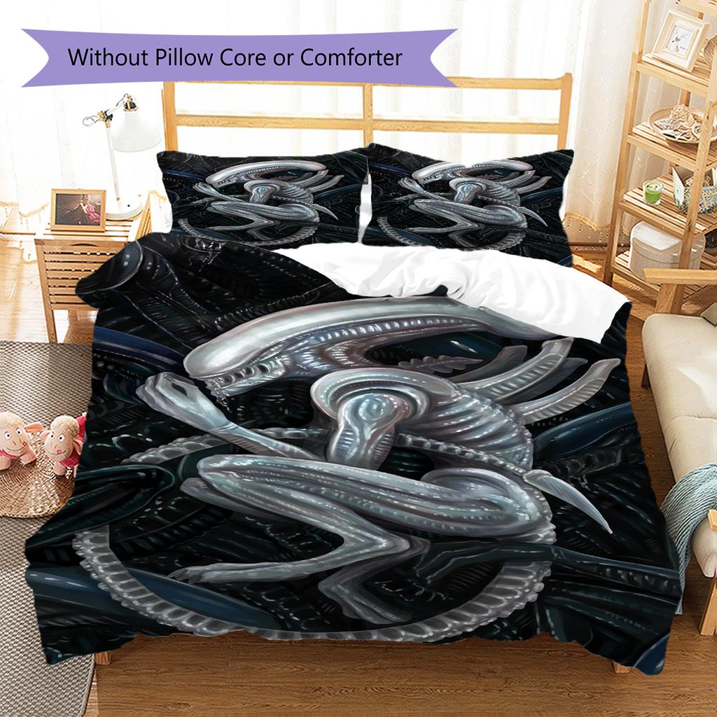 Alien Pattern Bedding,Quilt Set Quilt Cover Pillowcase Home Birthday Gift (1 * Duvet Cover + 2 * Pillowcase, Without Core)