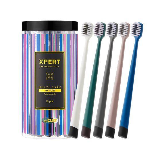 Clio XPERT Multi-Care Wide Ultra-Fine Toothbrush, 15-Pack