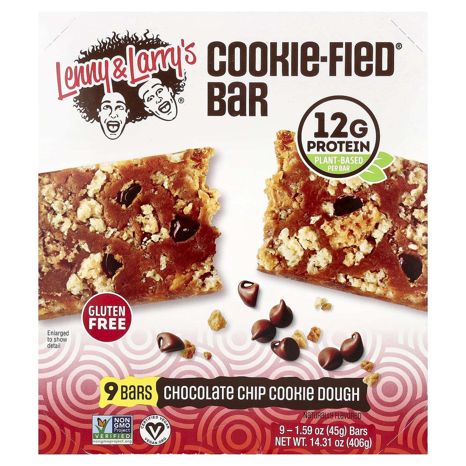

Lenny & Larry s Cookie-Fied® Bar, Chocolate Chip Cookie Dough, 9 Bars, 45g (1.59oz) Each