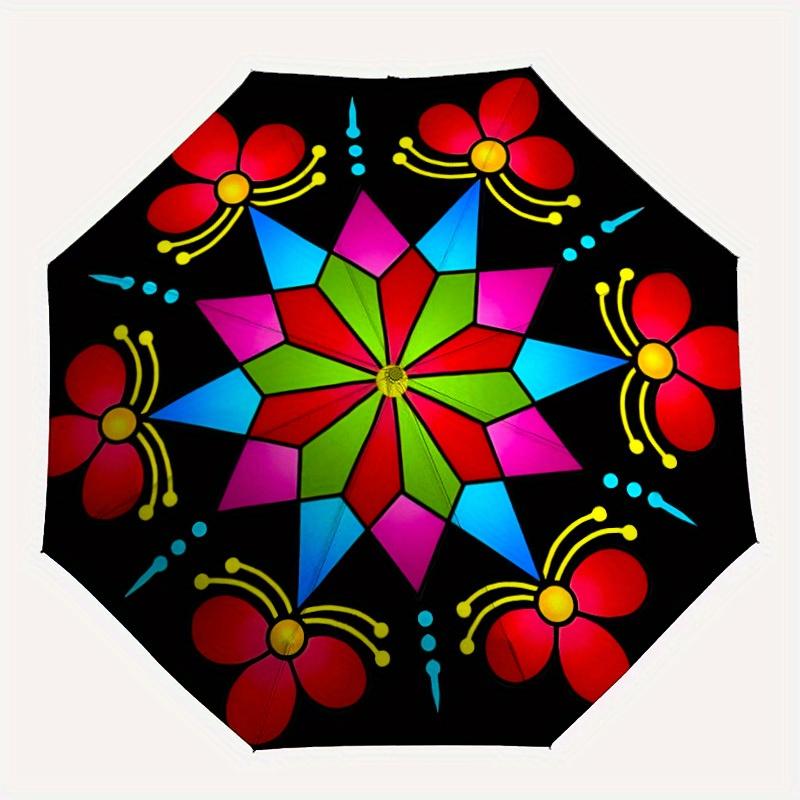 

1pc Colorful Mandala Pattern Automatic Open/Close Umbrella, Umbrella with cartoon Design, Portable Compact Umbrella for Men & Women, Good Ho