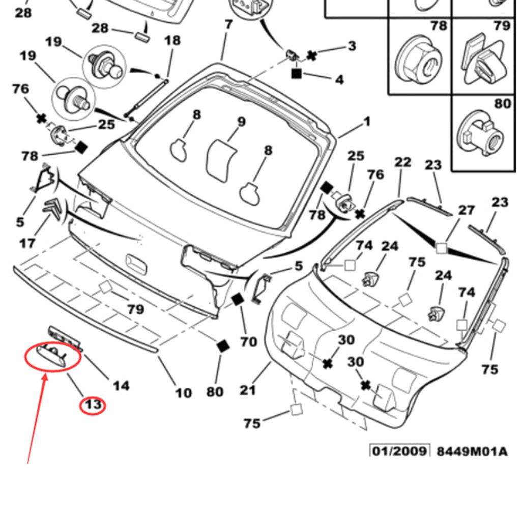 8726Q8 Liftgate Release Switch Fit for Peugeot 206/207/307 Citroen C2/C4/C5/Elysee