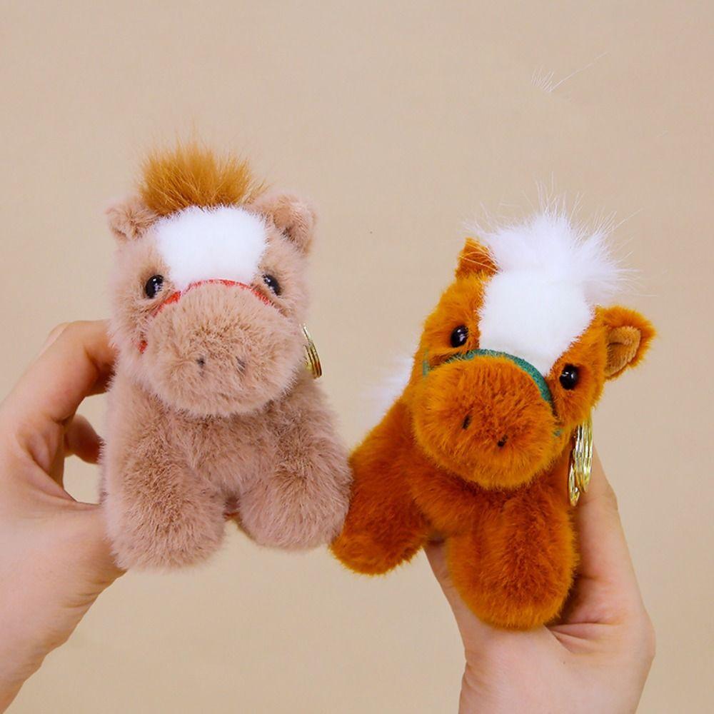 Mascot Dolls Plush Horse Keychain Yuanbao Stuffed Animal Keyring  Car Decoration