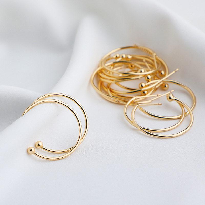 

14K Gold-Plated Copper C-Shaped Ear Studs – Handmade, Color-Preserving Semi-Circular Hoops for DIY Earrings.