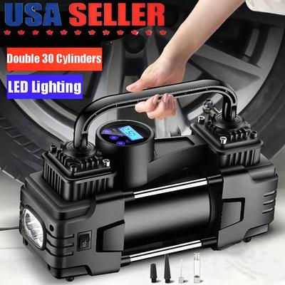 12V 150 PSI Air Compressor Tire Inflator Portable Powerful Dual Cylinder Air Pump, Used For Car Tires, Car Accessories, Automatic Tire Pump