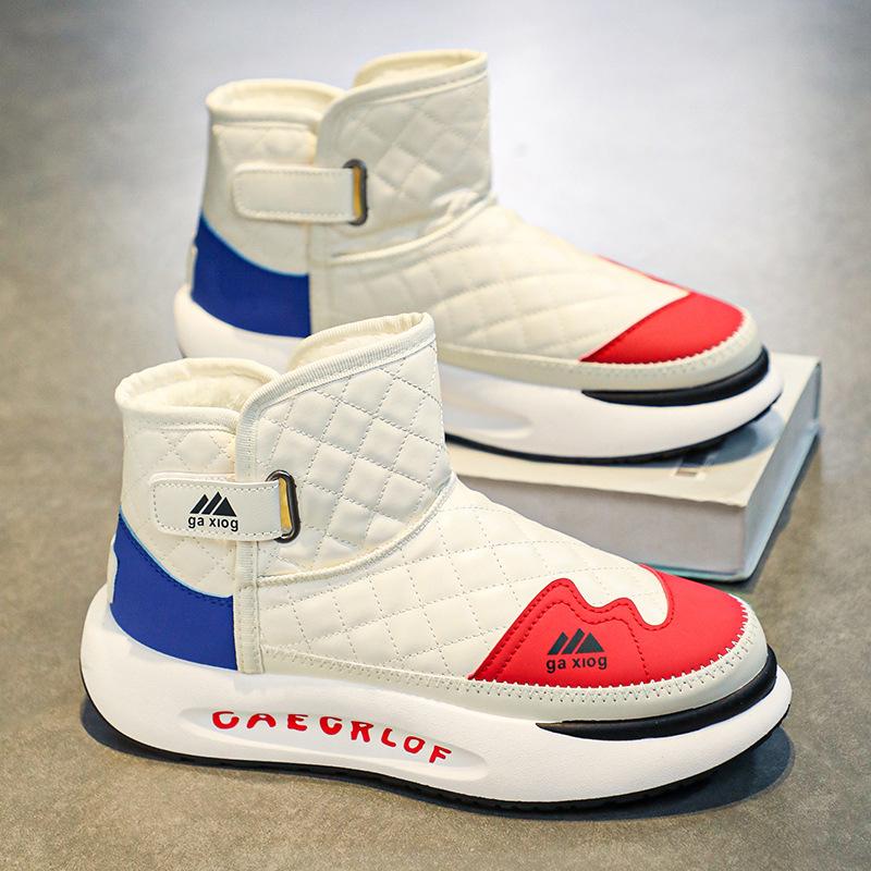 

Мужские зимние ботинки, зимняя уличная водонепроницаемая обувь с меховой подкладкой, пуховые хлопковые ботинки, утолщенные и теплые, две хлопковые обуви для Северо-Востока 44 бежевый