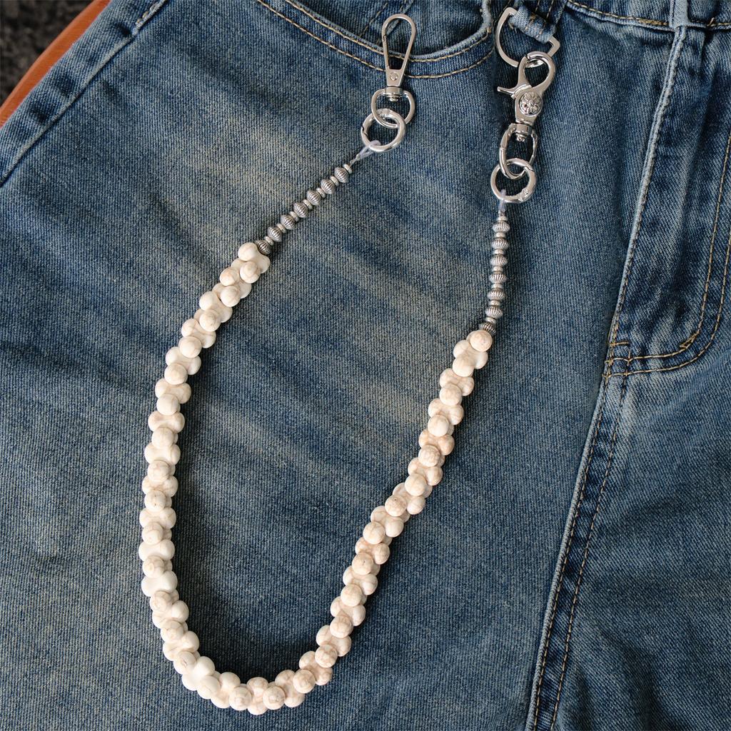 Einfache Runde Perlen Hosenkette Taillenkette Knochen Jeans Anhänger