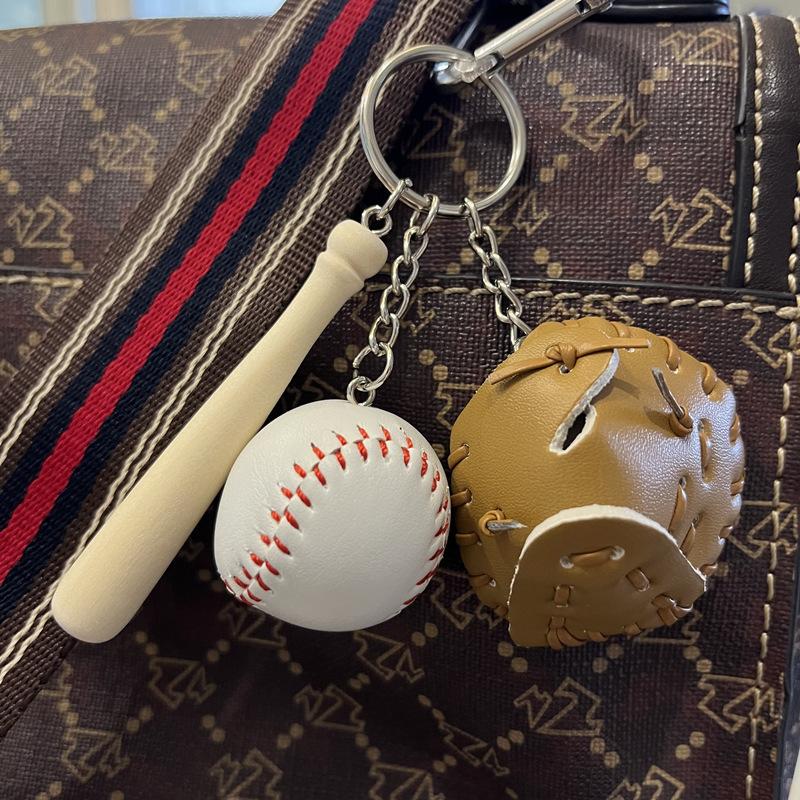 Mode Sportserie Kreativer Schlüsselanhänger Handschuh Baseballschläger PU-Leder Baseball Schlüsselanhänger Sport Schlüsselanhänger Mini Baseball Geschenk