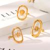 Starfish Epoxy Oval Ring: Adjustable Stainless Steel Finger Jewelry for Women In a Simple, Stylish Design.