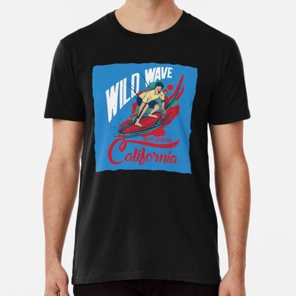 a retro-style surfing-themed Made in Australia Tshirt S to 2XL