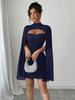 Elegant High Neck Slim Fit Party Dress with Shawl Sleeves