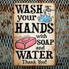 Retro Wash Hands Metal Sign Vintage Bathroom Kitchen Wall Decor Rustic Farmhouse Tin Plaque