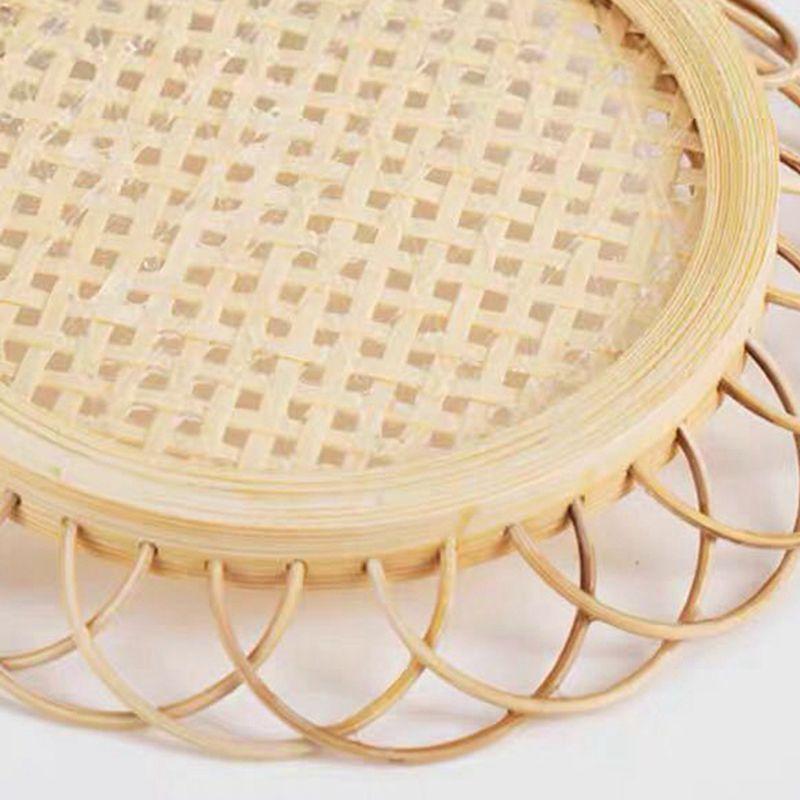 Handmade Rattan Woven Tea Trays Laciness Cup Holder