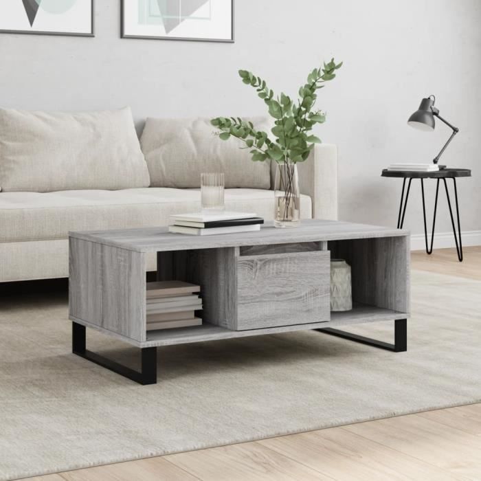 VidaXL Coffee Table Sonoma Grey 90x50x36.5 Cm Engineered Wood 830602