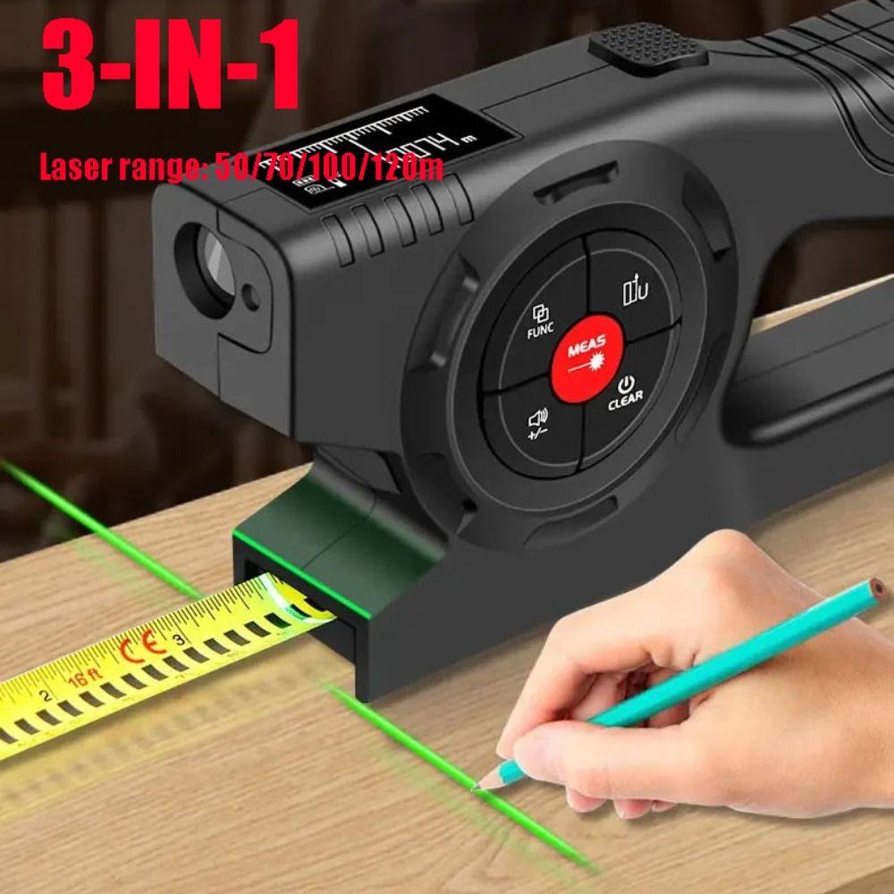 3-in-1 Laser Tape Measure Rechargeable Laser Rangefinder Digital Tape Measure Construction