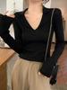 Women's V-Neck Polo Collar Knit Sweater for Spring/Autumn