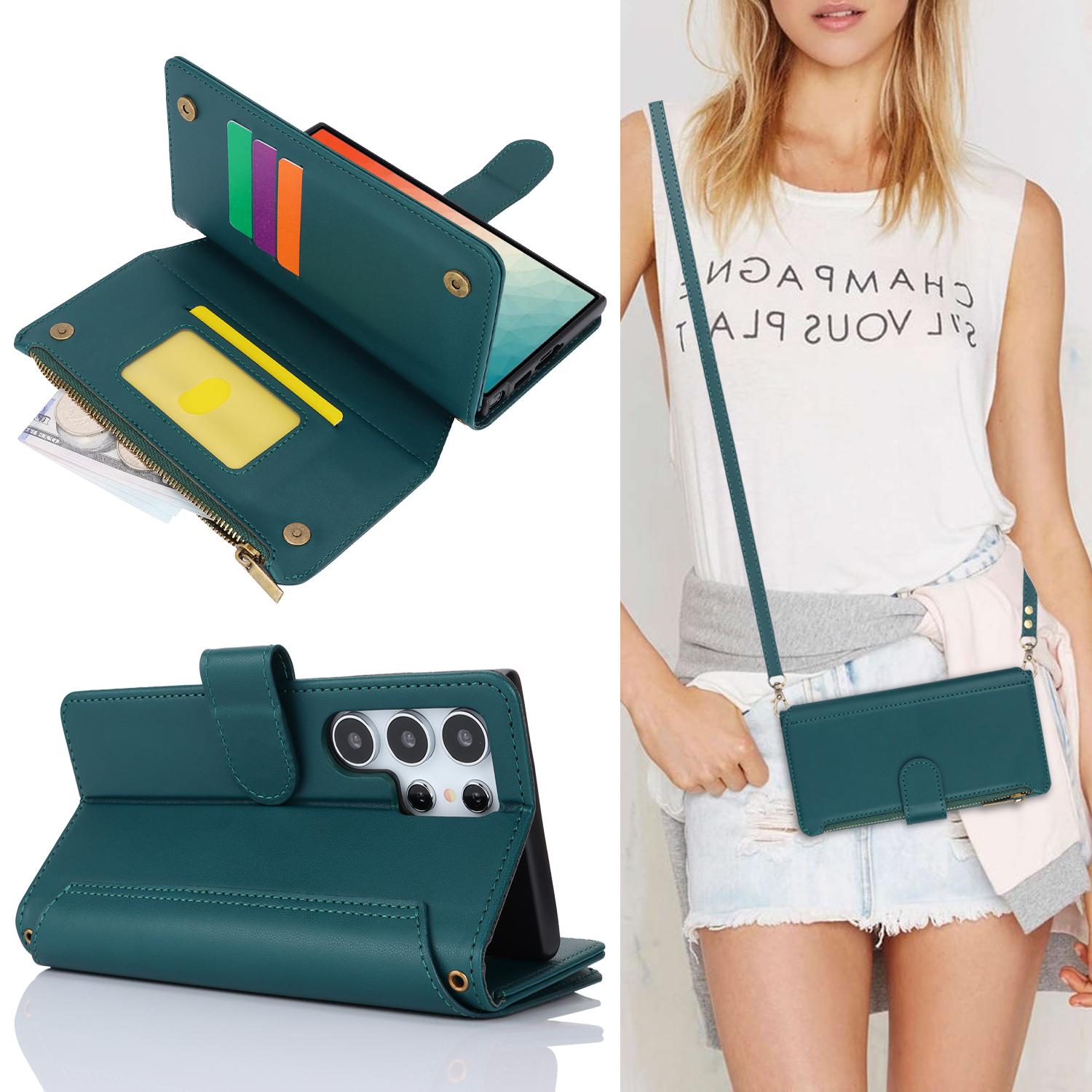 

Держатель для карт с блокировкой RFID, мягкий чехол из искусственной кожи, магнитный ремешок с застежкой-молнией, защитный чехол для iPhone 16, 15, 14, 13, 12 Pro Max, Samsung Galaxy Samsung Galaxy A25 синий