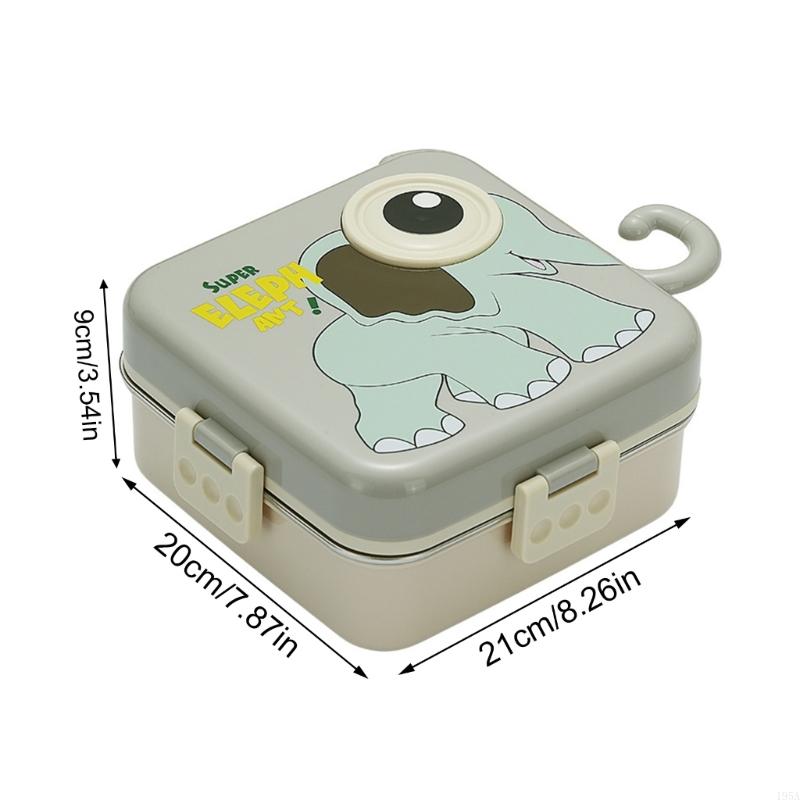 3 Compartment Stainless Steel Lunch Box With Cartoon Design Leak Proof Lid Food Container For School Office Bentos