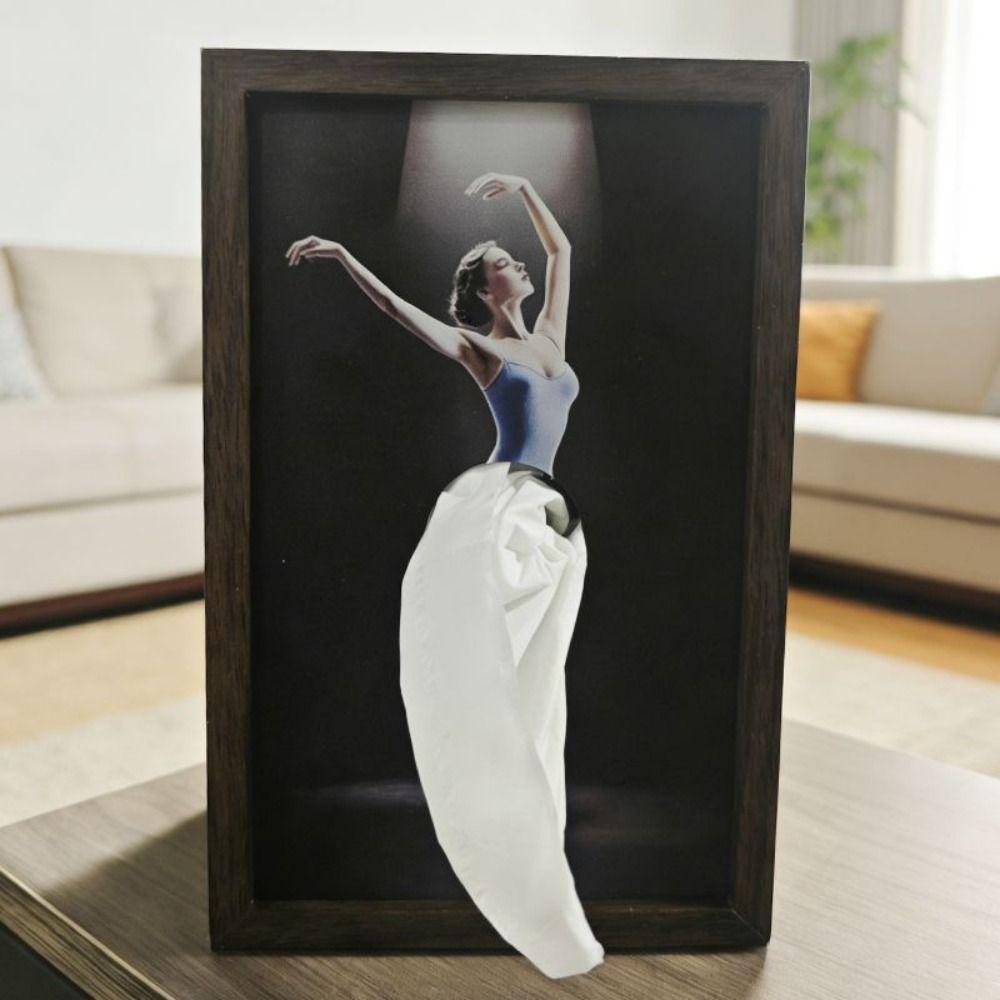 Elegant Design Ballet Tissue Box Wooden Desktop Tissue Dispenser Napkin Holder  Bedside Table