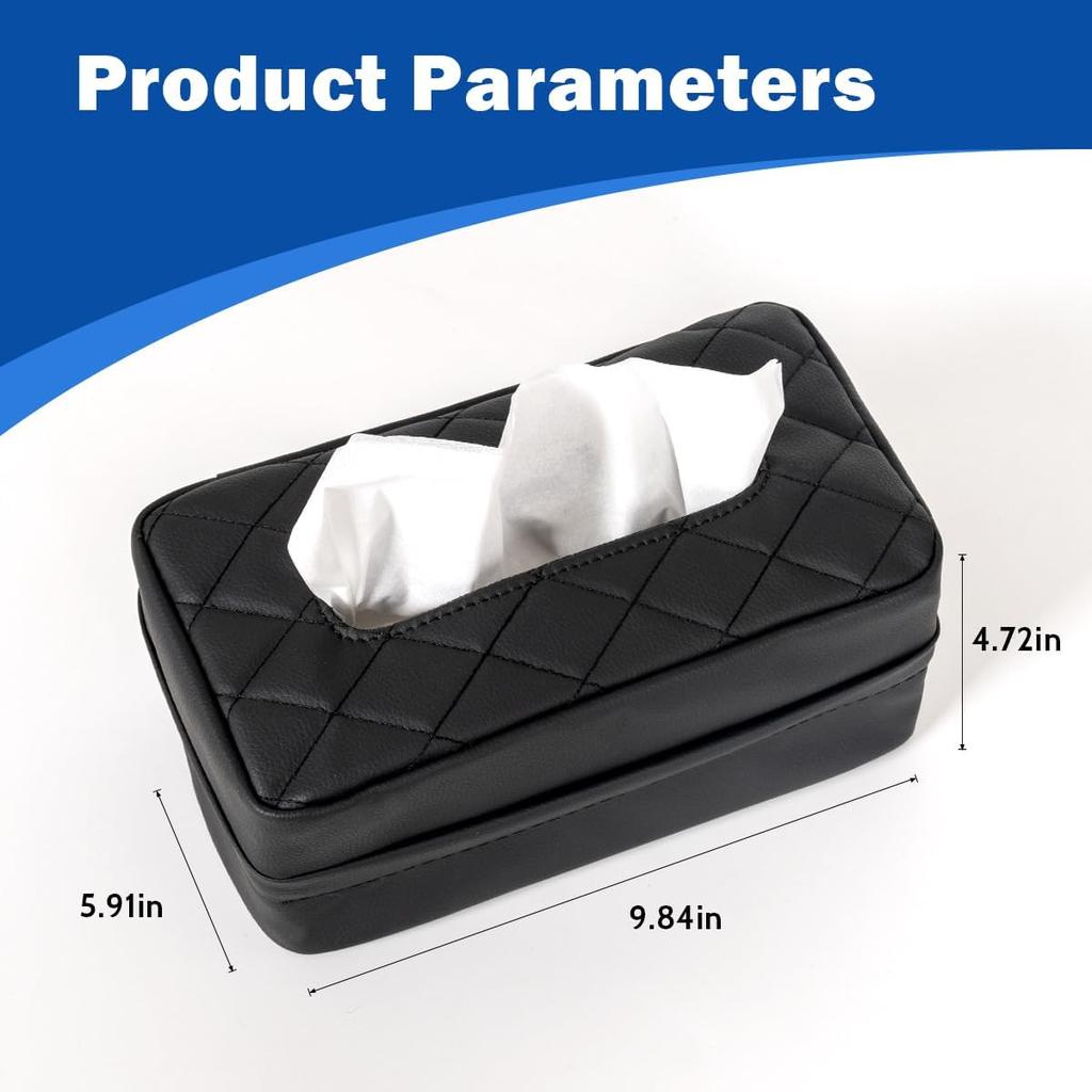 Car Tissue Holder, Standard Tissue Holder for Car Pu Leather Car Napkin Holder, Car Backseat Extra Large Tissue Organization Fit for 120-230 Tissues