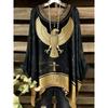 Fashion New Arrival Plus Size Bastet Egyptian Cat Goddess Print Women's Top Elegant Casual Style Round Neck Long Sleeve T-Shirt