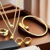 4Pcs Teardrop Jewelry Set Necklace Bracelet Earrings Ring Women Valentine'S Day Gift