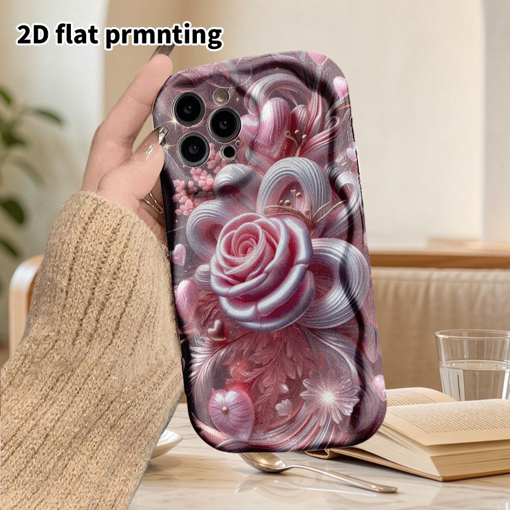 Phone Case: 2D Flat Design Suitable for iPhone 18 17 16 15 14 13 Pro, Couple Style, Pearl Rose, Christmas and Halloween Gift