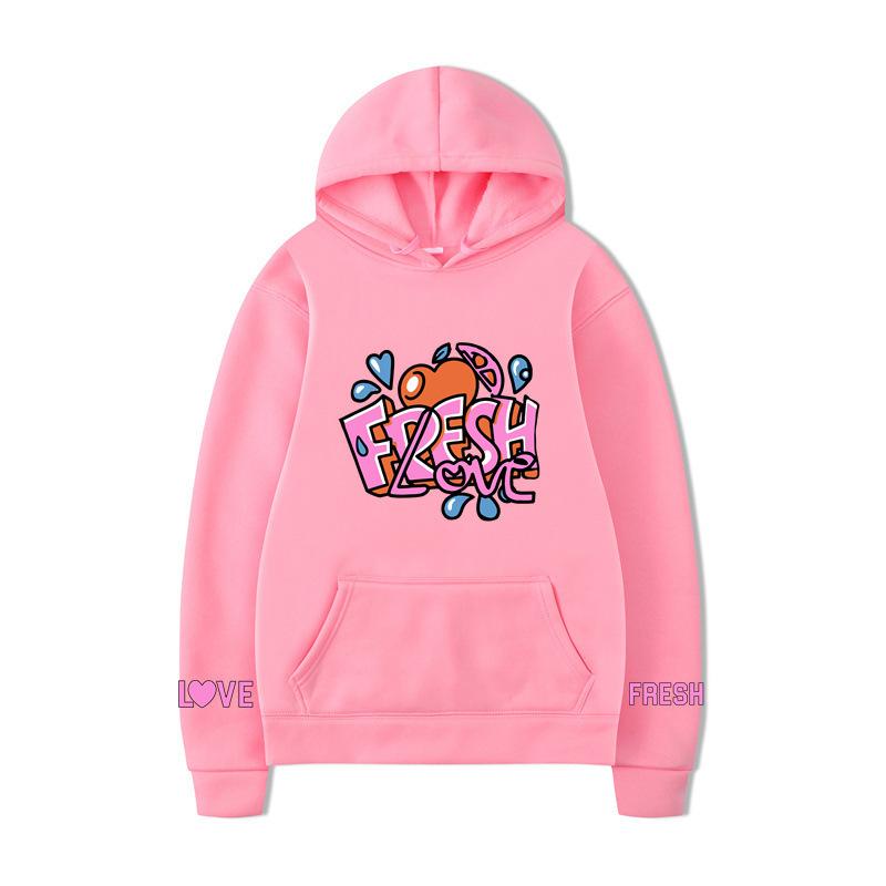 Fresh Love Hoodie – Unisex White Fleece Lined Sweatshirt, Cute Sleeve Print & Heart Wing Graphic, Cozy Fall Winter Pullover for Men & Women