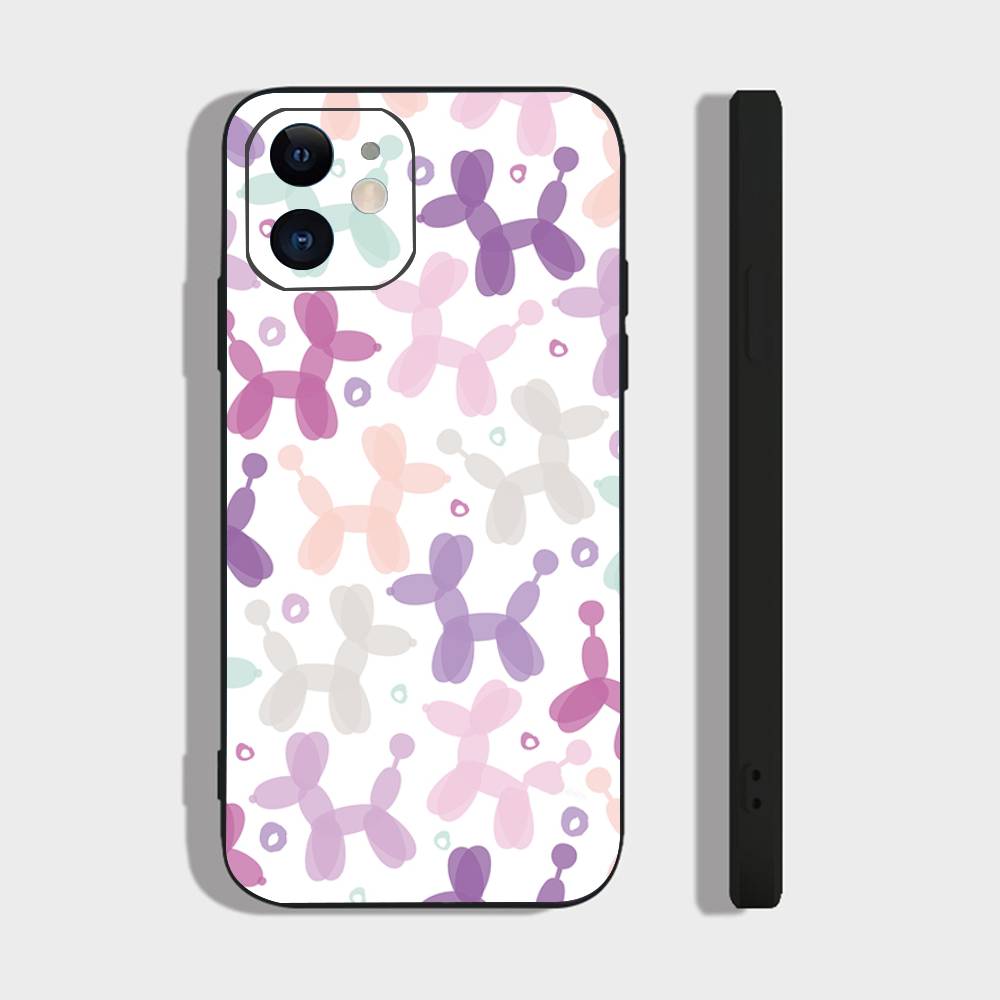 

B-Balloon Dog Cute Phone Case For IPhone 17 Air 16 15 14 13 Pro Max 11 12 Black Silicone Cover IPHONE 12MINI